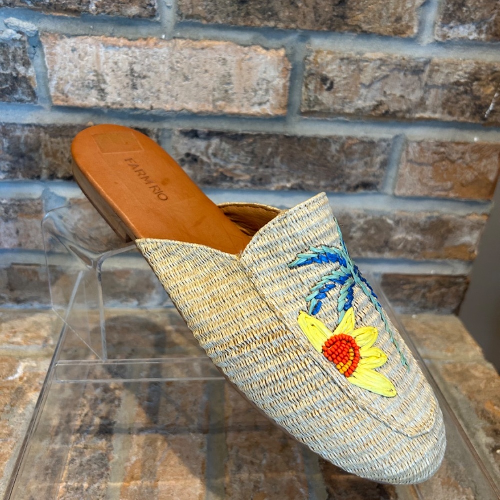 Farm Rio Tropical Beaded Raffia Mule - Size US 11 - Picture 2 of 9